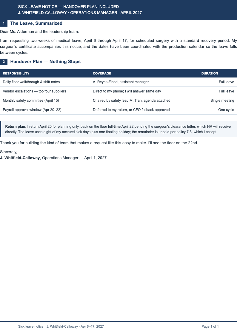 Executive summary sick leave